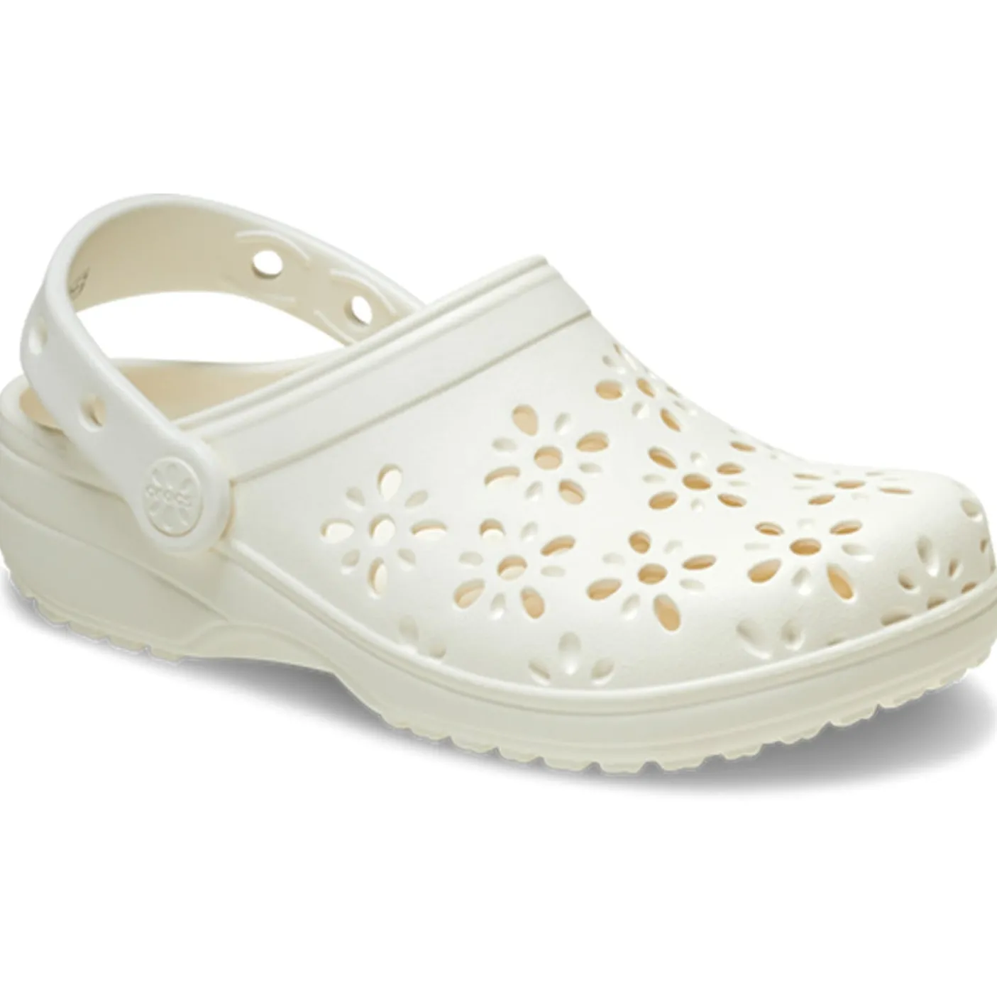 Crocs Classic Floral Cut Out Clogs (210927) - Chalk