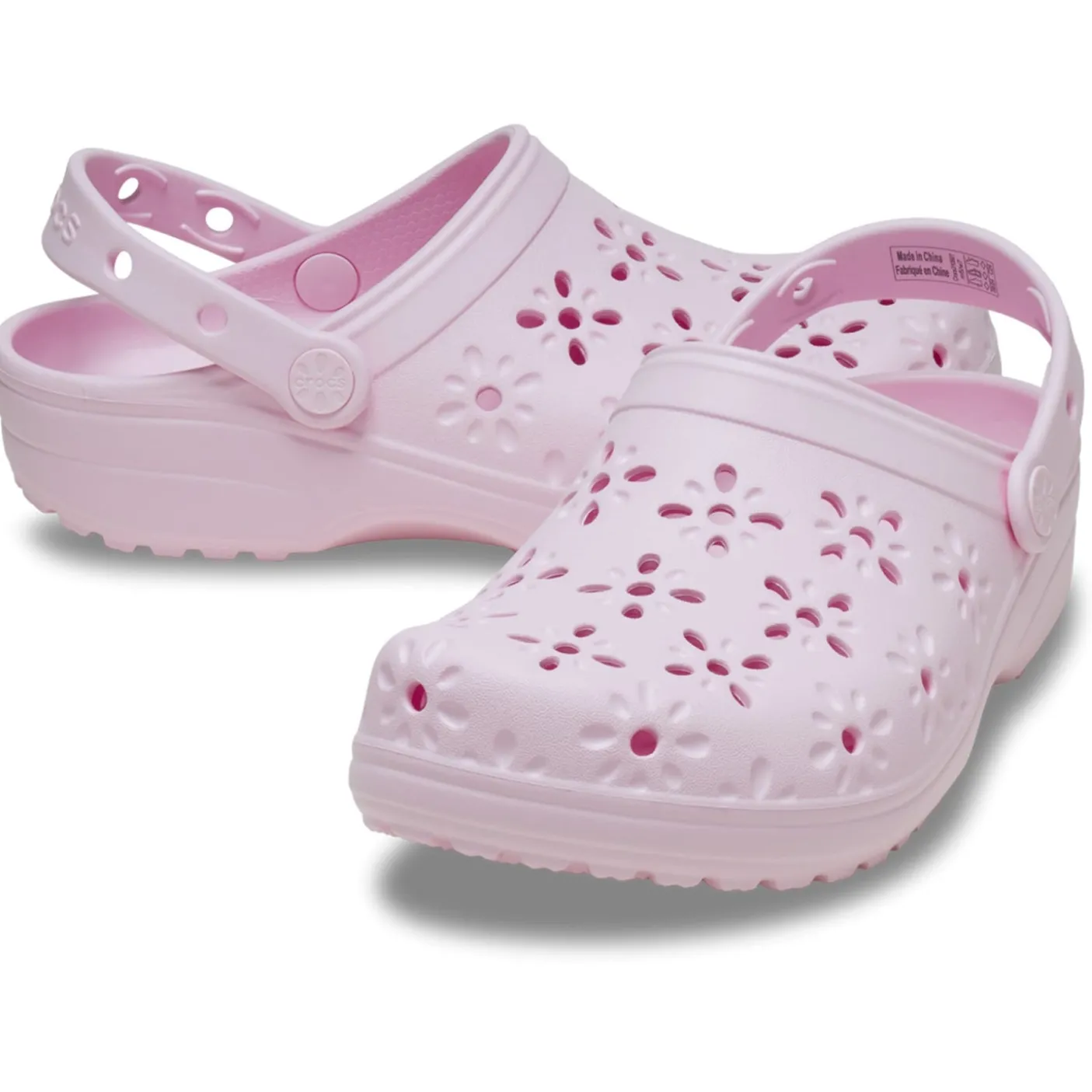 Crocs Classic Floral Cut Out Clogs (210927) - Pink Milk