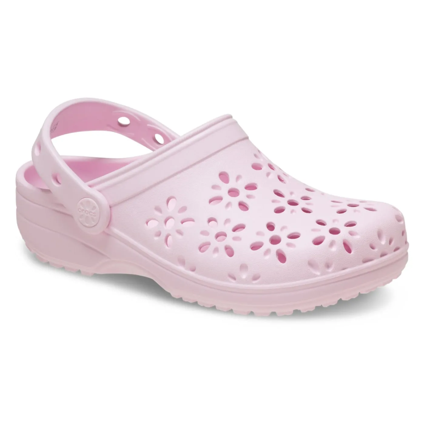 Crocs Classic Floral Cut Out Kids Clogs (210943) - Pink Milk