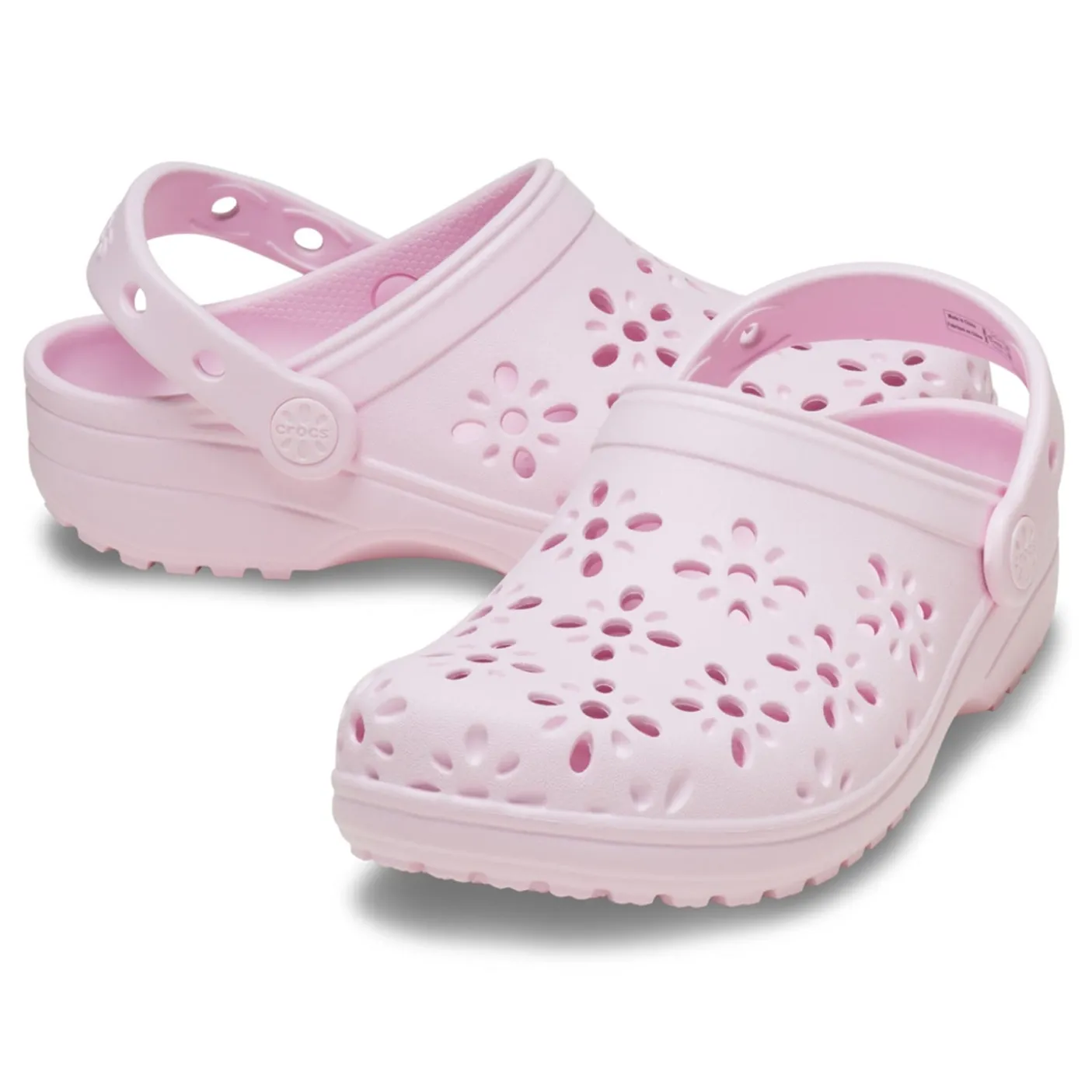 Crocs Classic Floral Cut Out Kids Clogs (210943) - Pink Milk