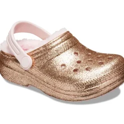 Crocs Classic Glitter Lined Kids Clog (207462) - Gold/Barely Pink