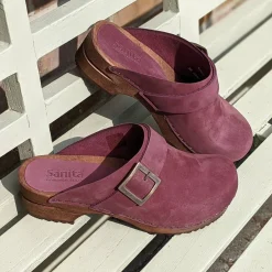 Sanita Big Buckle Danish Clogs in Aubergine (453062)