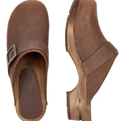 Sanita Big Buckle Danish Clogs in Antique Brown (453062)