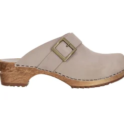 Sanita Big Buckle Danish Clogs in Olive Grey (453062)