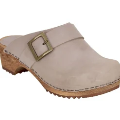 Sanita Big Buckle Danish Clogs in Olive Grey (453062)