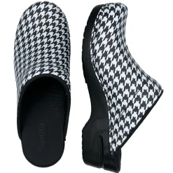 Sanita Feodora Geometric PU Clogs in Black/White (472038)