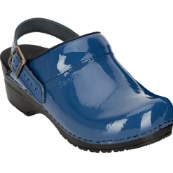 Sanita Freya Patent Flexible Clogs in Denim (457548)