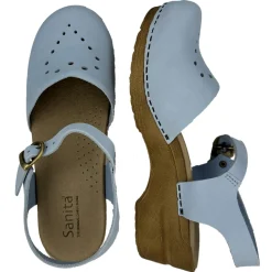 Sanita Heart Oiled Clog Sandals in Light Blue (472148)