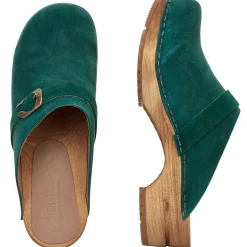 Sanita Hedi Danish Suede Clogs in Dark Green (457190)