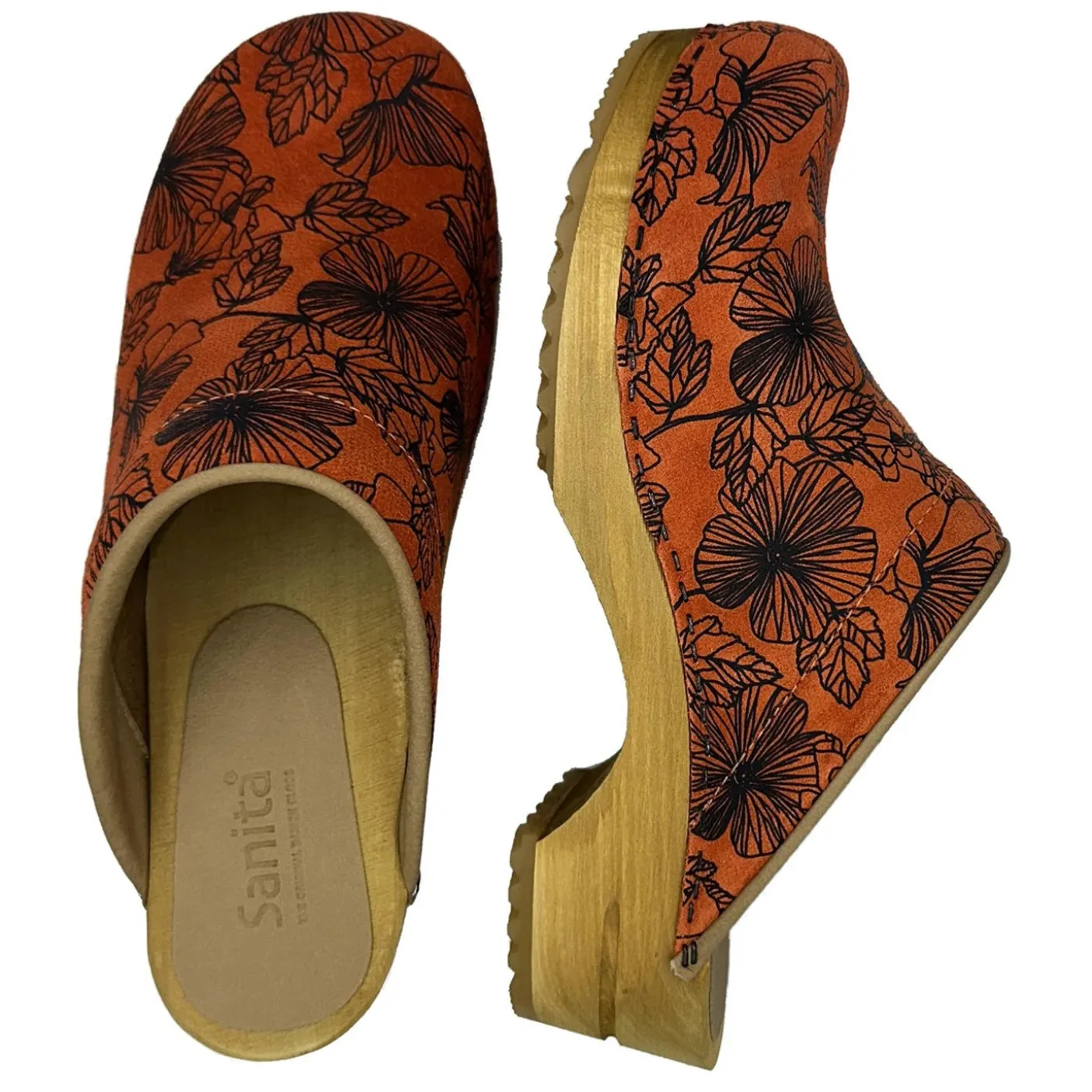 Sanita Mia Vegan Open Wooden Clogs in Coral (472619)