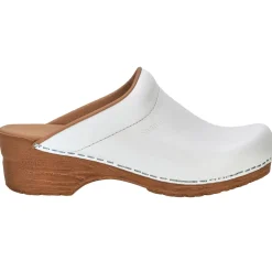 Sanita Sandra Open PU Clogs in White (473047)