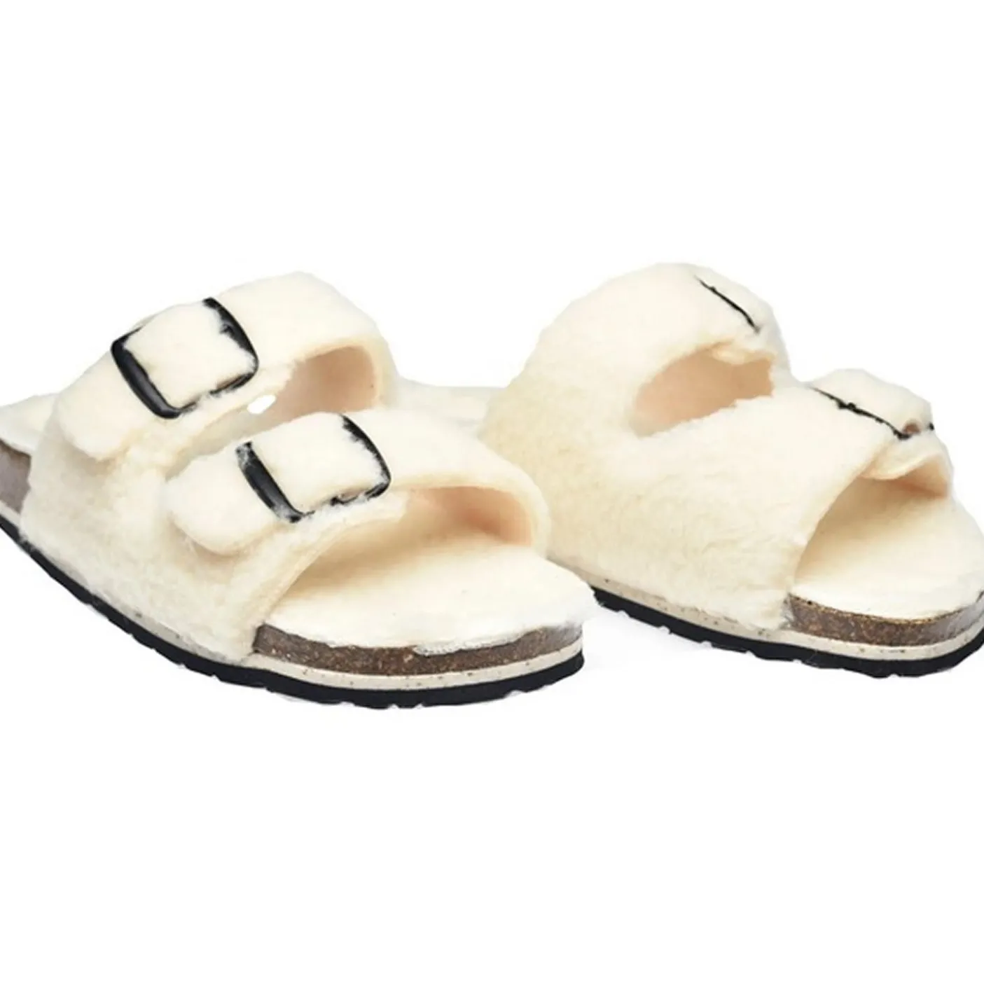 Sanita Solden Recycled Fur Sandals in Off-White (480090)