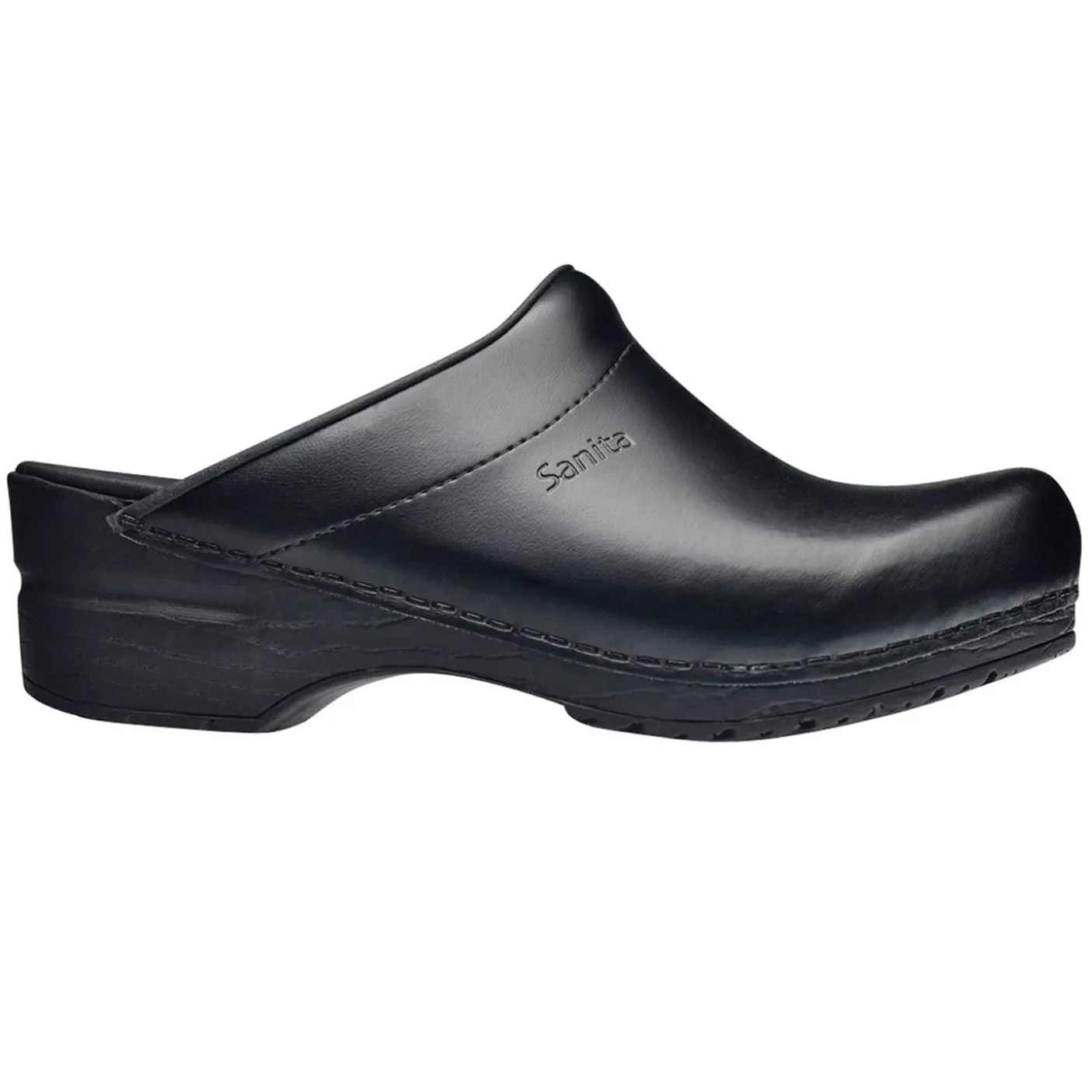 Sanita Sonja PU Smooth Clogs in Black (1500047)